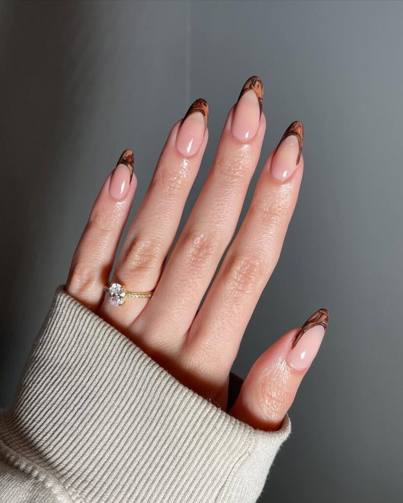 Espresso French nail art