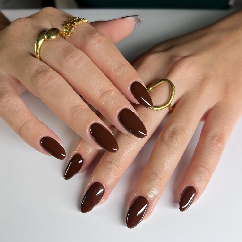 classic chocolate brown nails