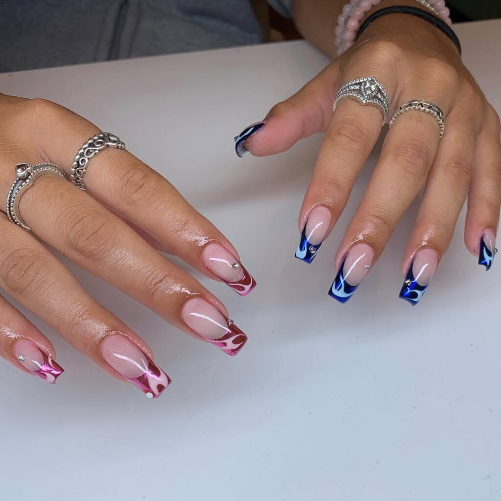double chrome acrylic manicure