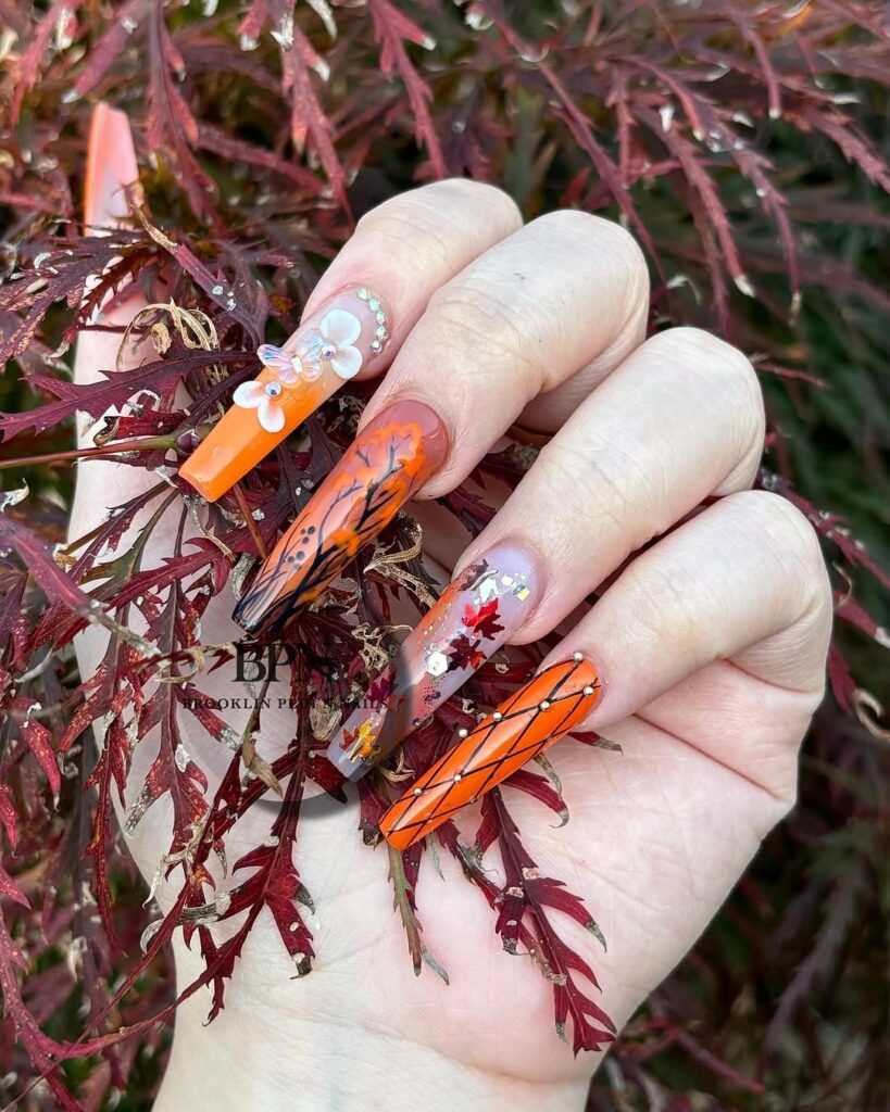 fall seasonal acrylic manicure