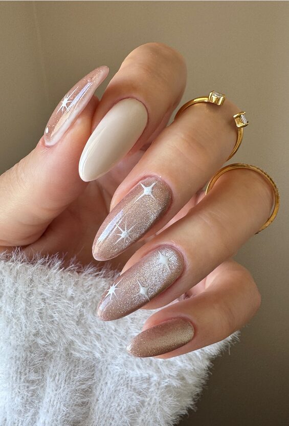 velvet nails with snowflake details
