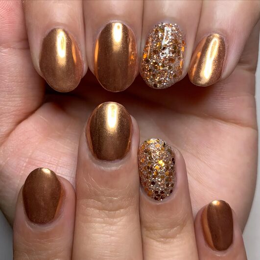 copper shimmer nails