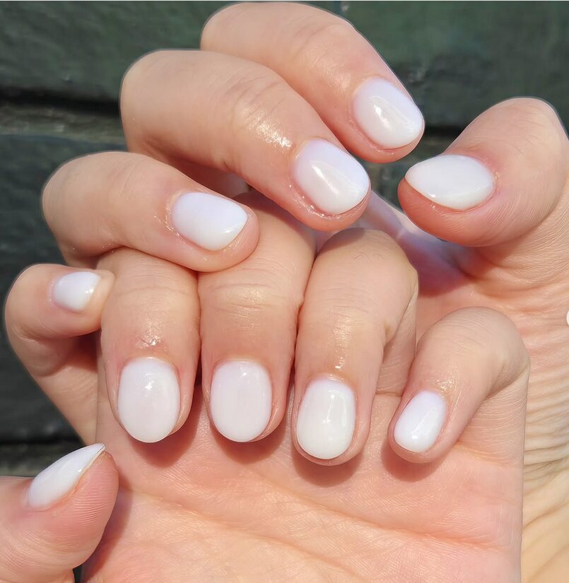 milky glass white nail designs