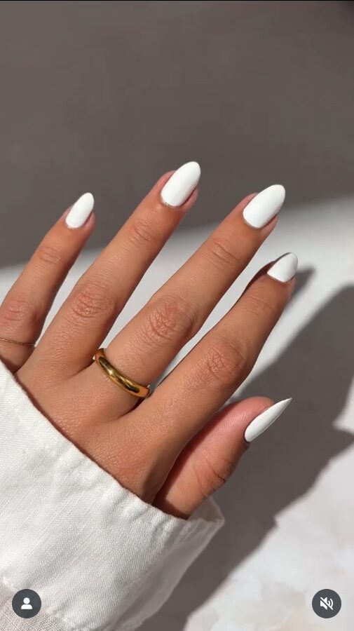 white nails with matte finish