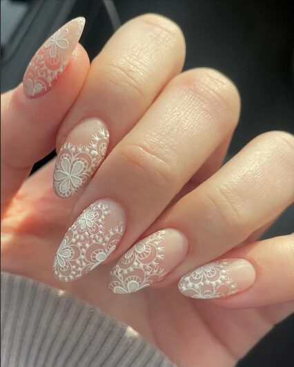 white lace nail art