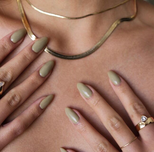 matte olive green nail ideas