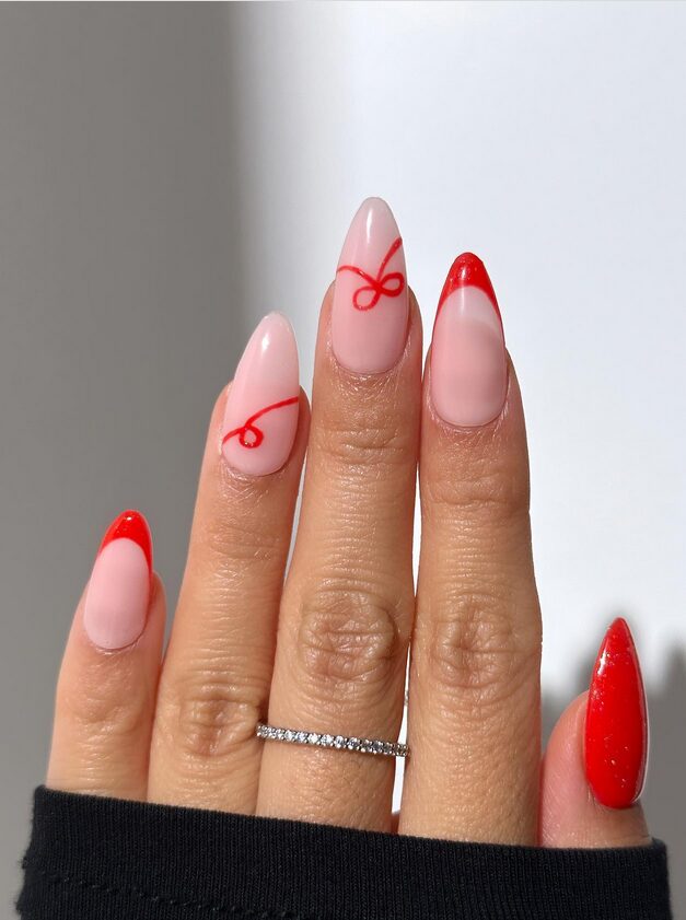 Ribbon & Bow Accents with red nail polish