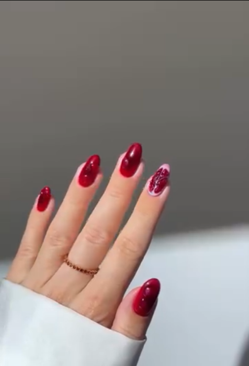Ruby Jelly Texture nails