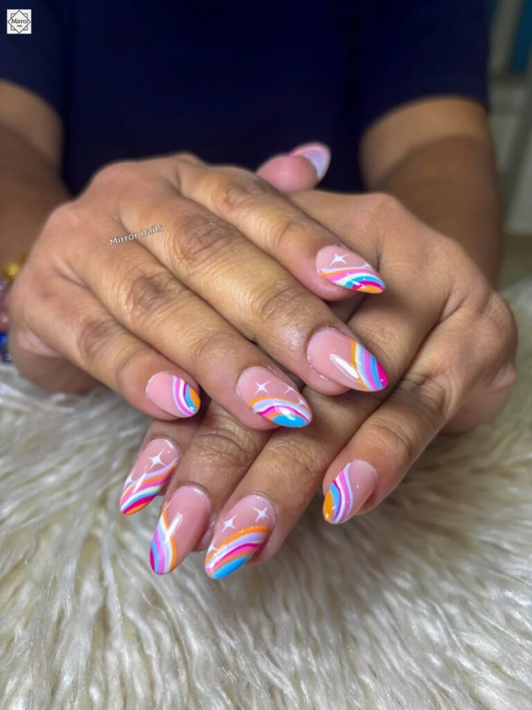 rainbow acrylic nail art