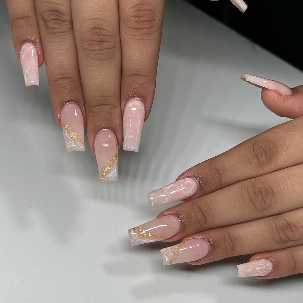 rose gold marble nails
