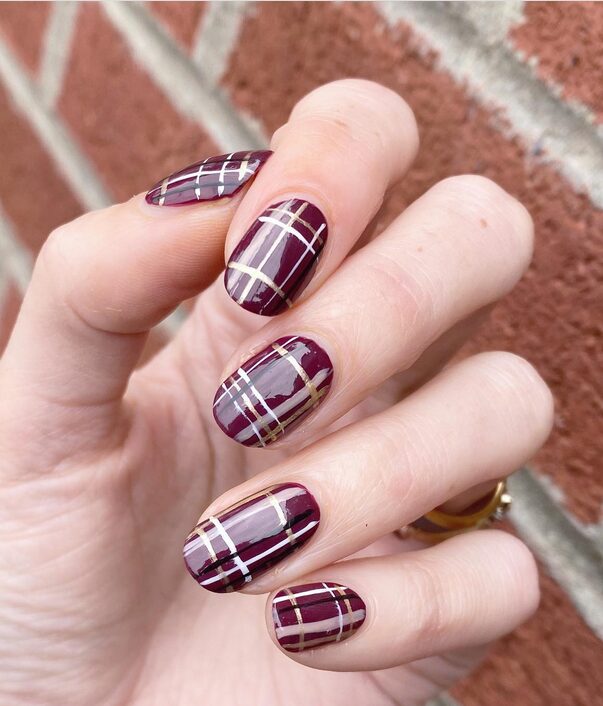 Black and red plaid nails