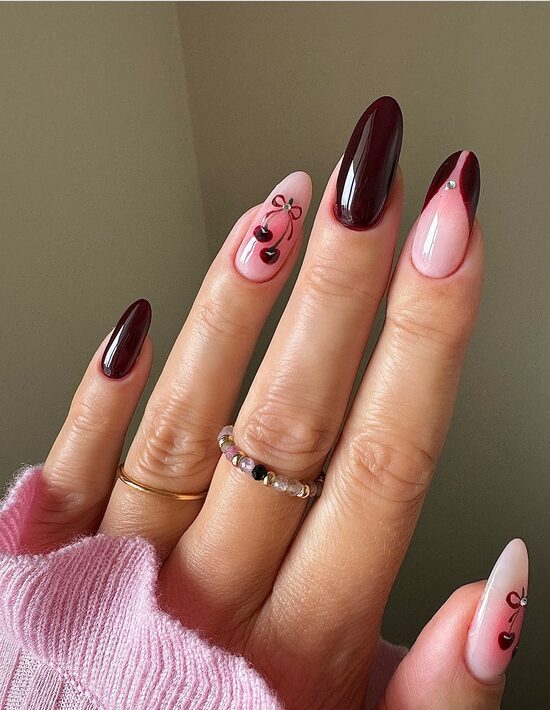 dark Burgundy red nails