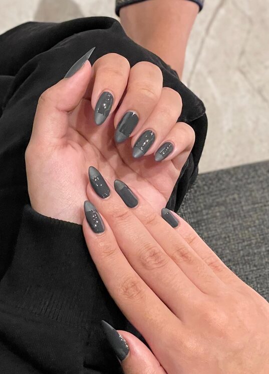 matte charcoal gray nails