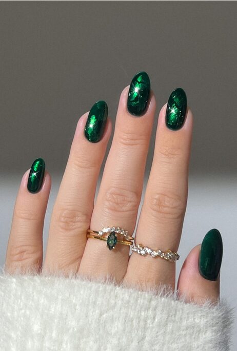 Moss green matte nails