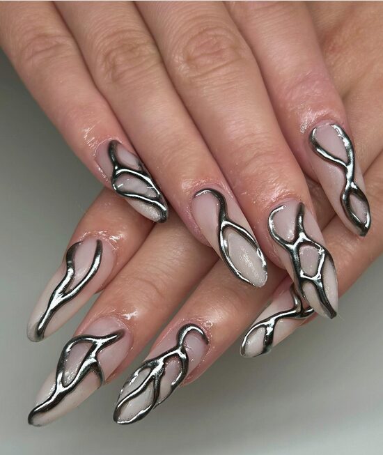 Matte textured nails with raw finish.
