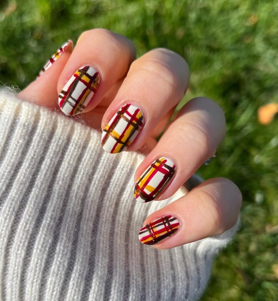 fall shade plaid nails