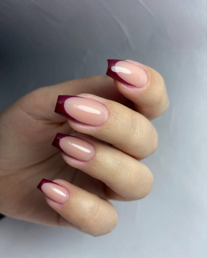 Burgundy French Tips manicure
