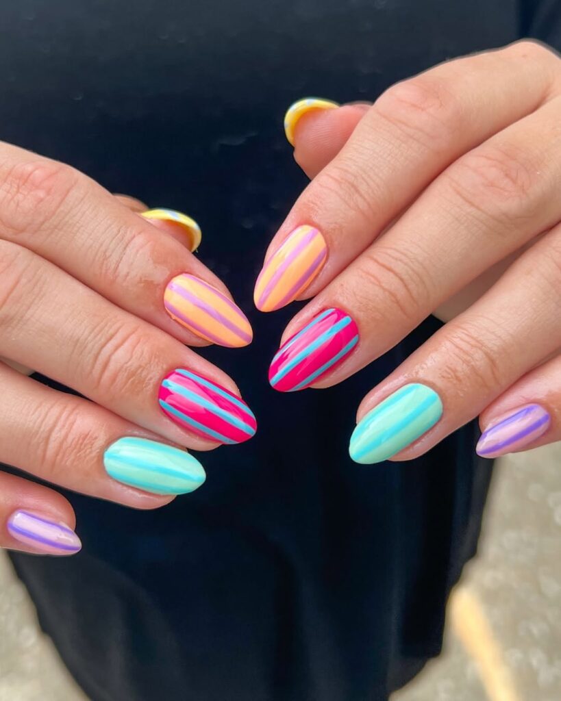 Striped Pastel Manicure