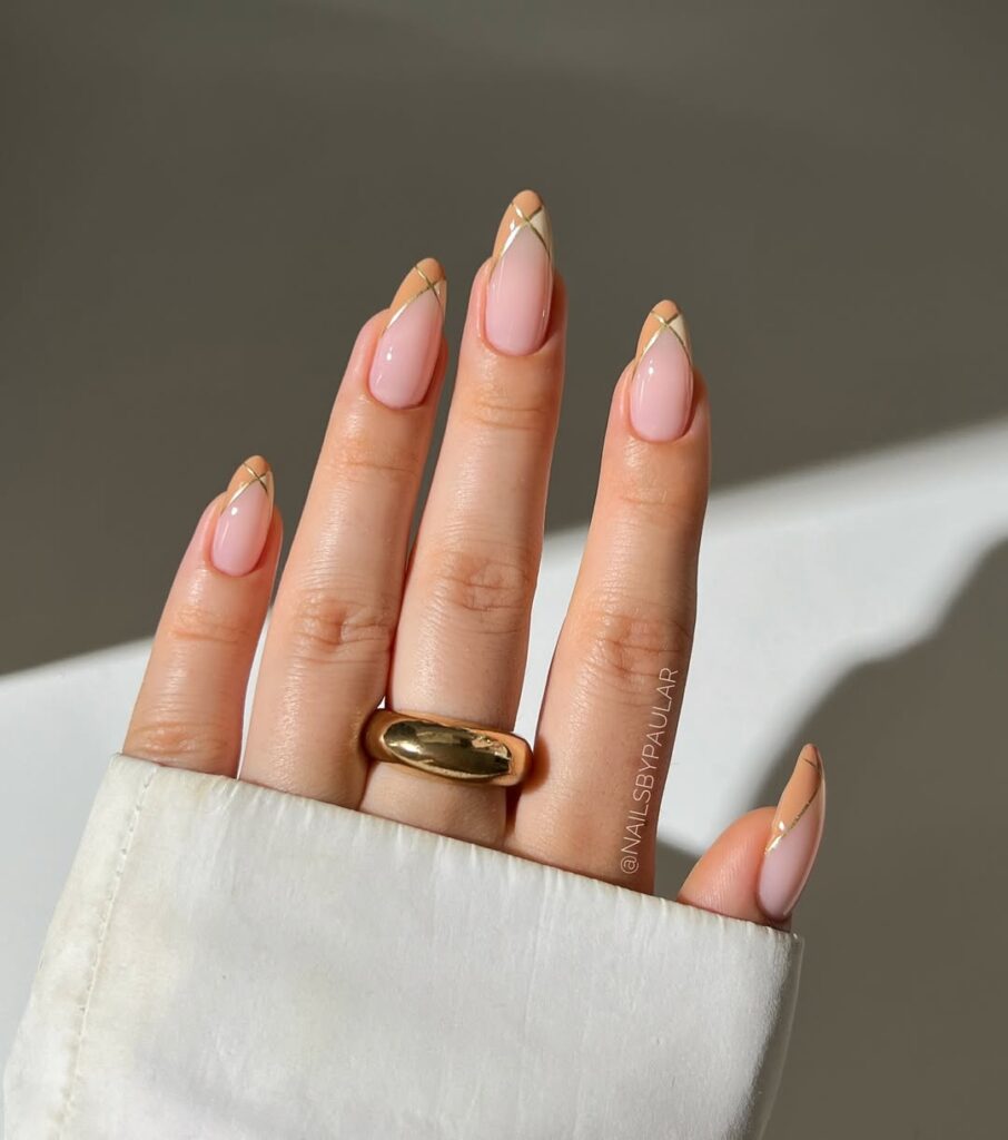 Minimalist Caramel Accents nails