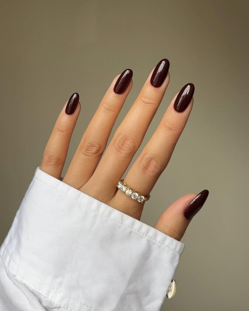 Classic Glossy nails with Burgundy shade