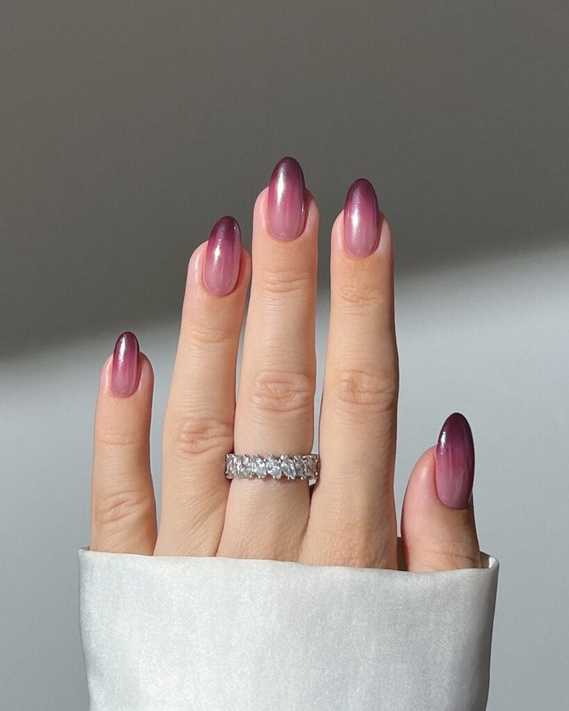 Ombre Burgundy manicure