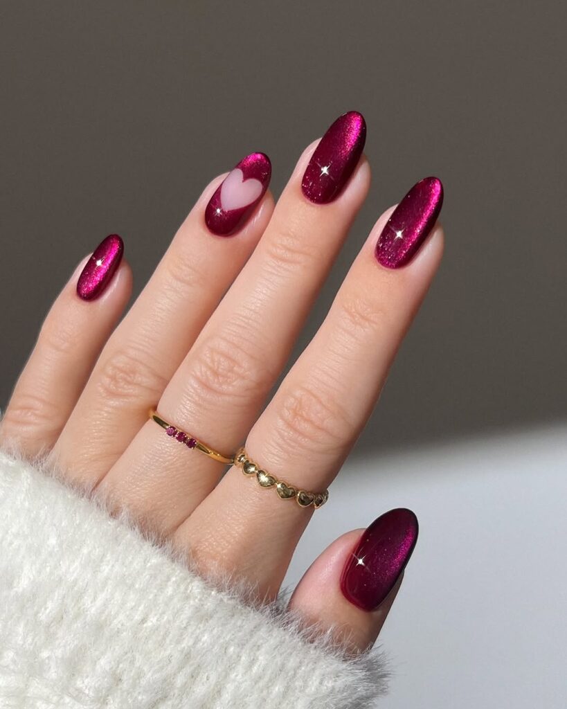 burgundy glass nails for a sweet shine