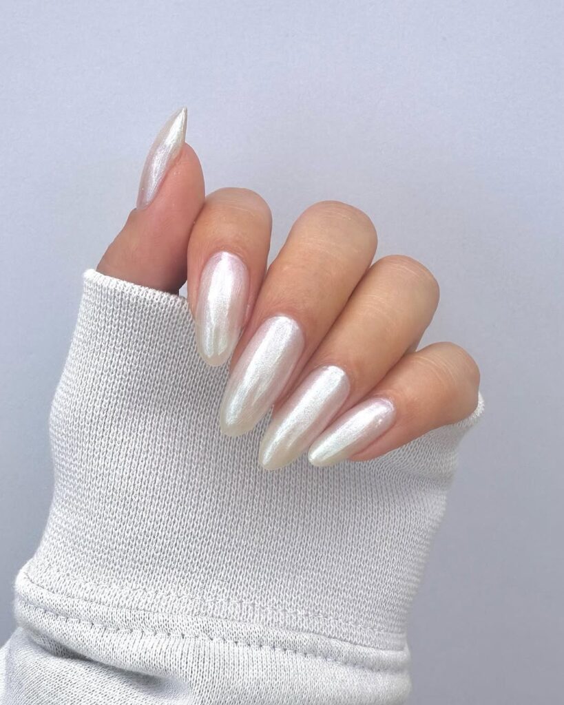 white chrome nails