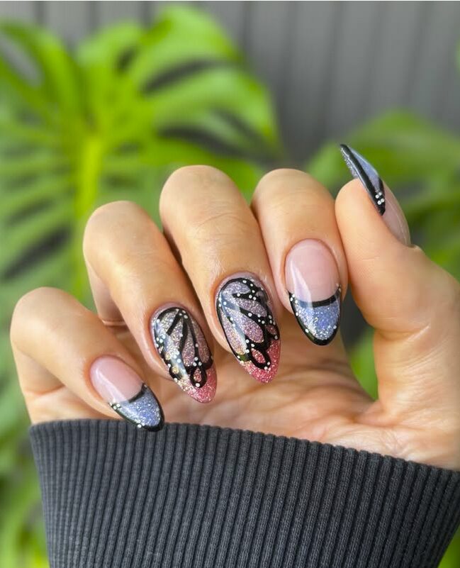 Butterfly-Inspired Stiletto Nails