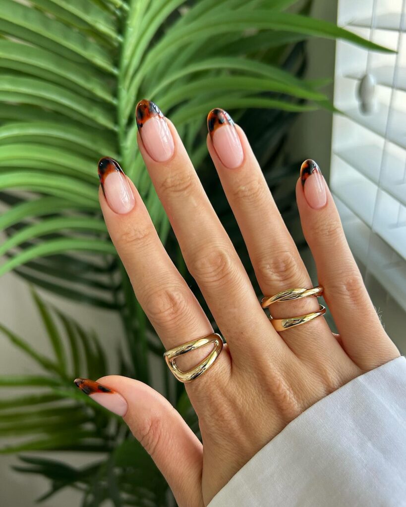 tortoiseshell French tip nails