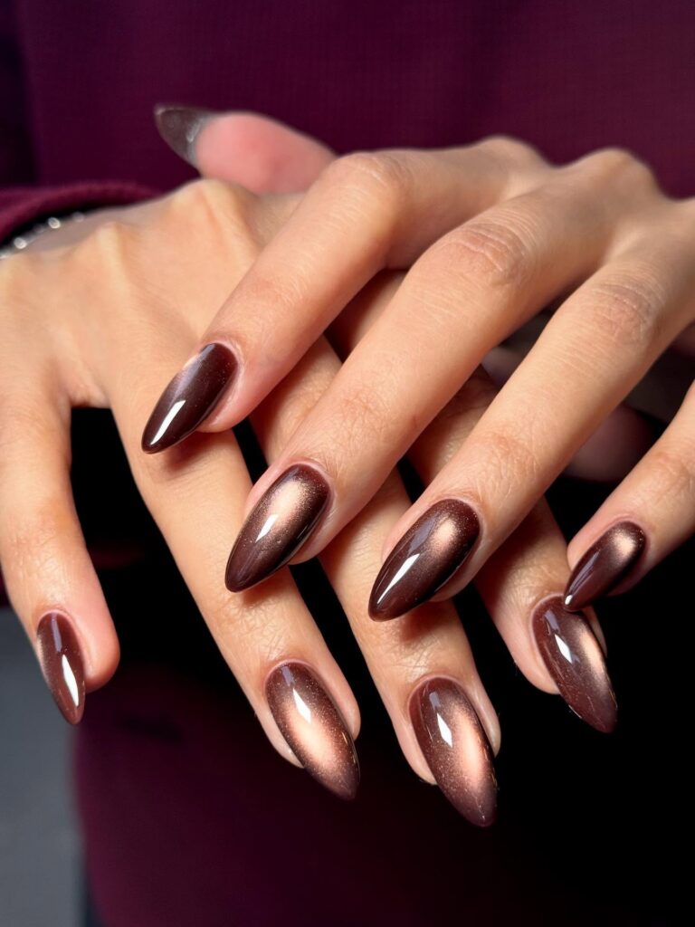 Molten copper chocolate nail colors