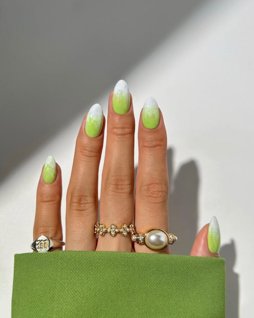 Sage green matcha-inspired nail color