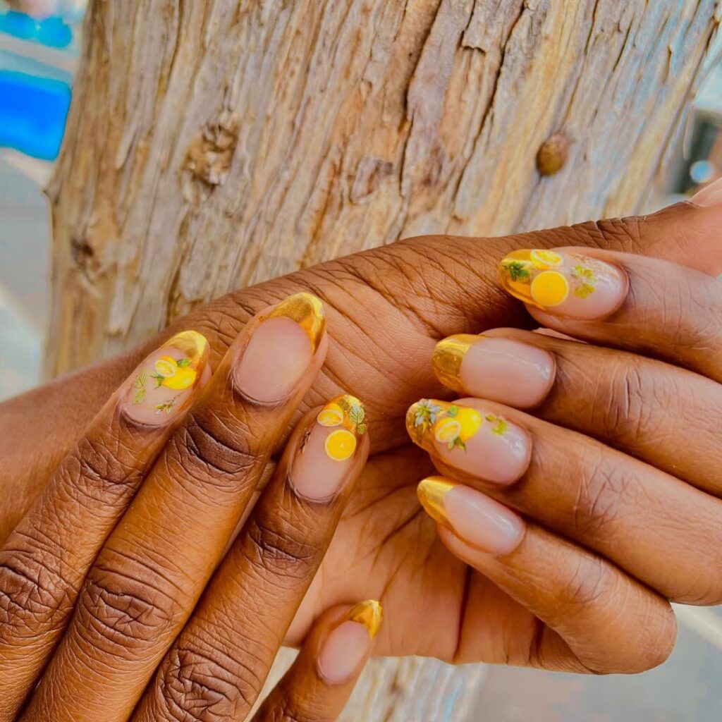 Bright lemon yellow nail polish