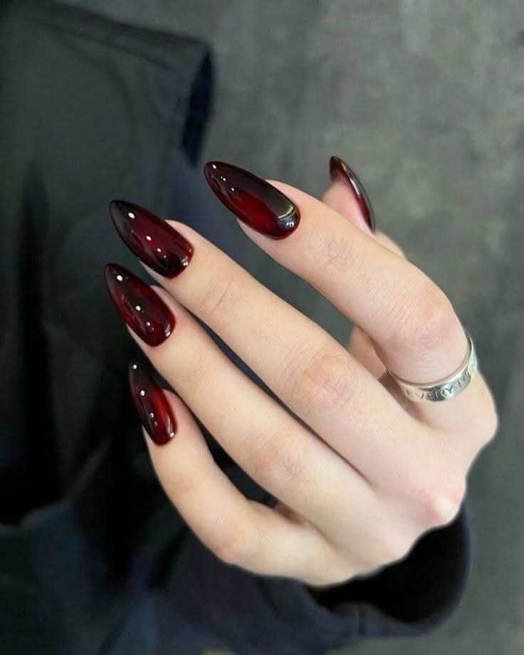 dark cherry velvet nails