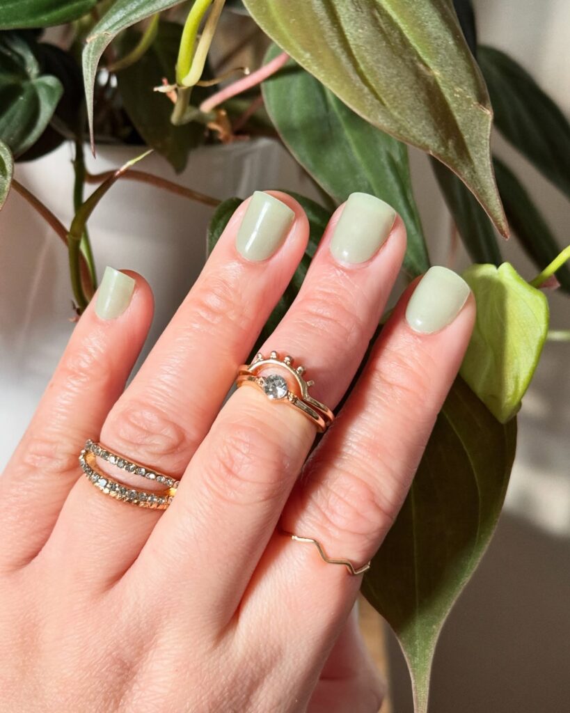sage green matcha nails