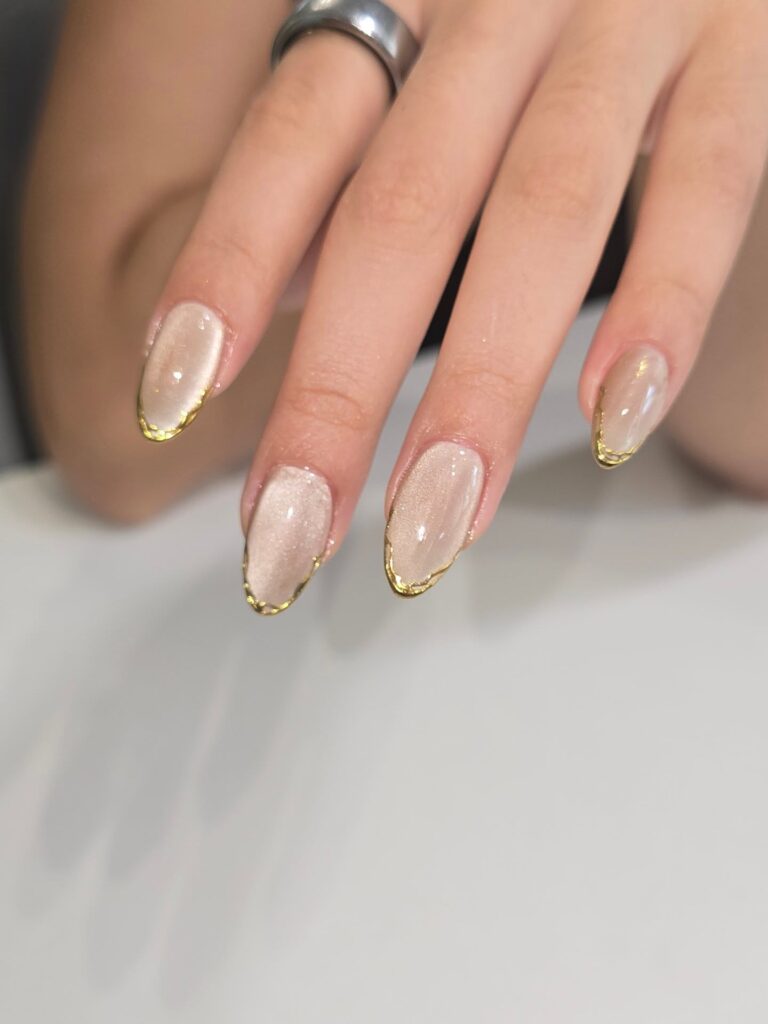 micro gold french tip nails
