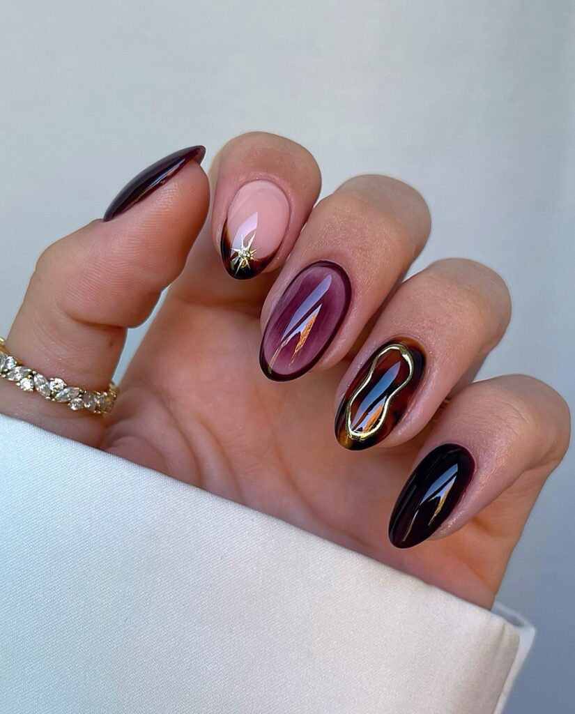 satin cinnamon spice nails