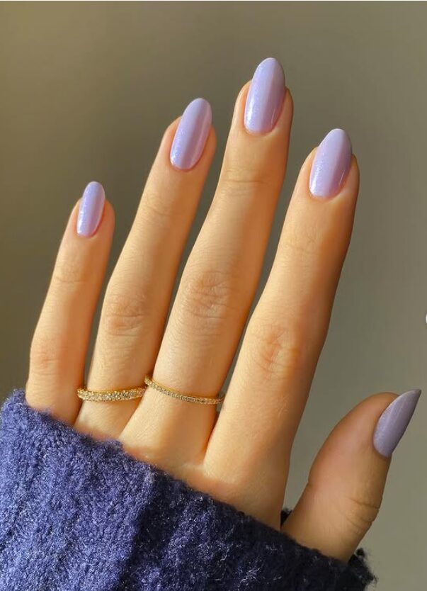Shimmery pastel periwinkle nails