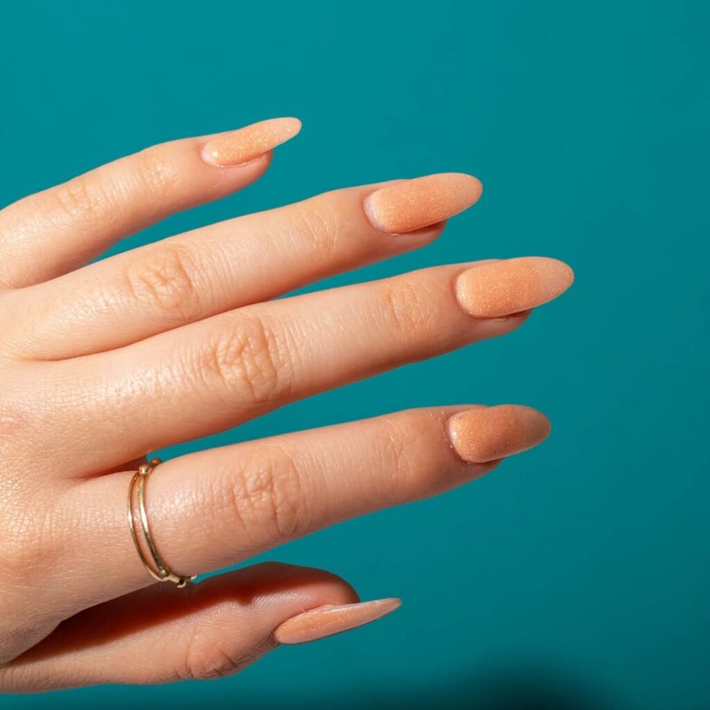 Soft peach fuzzy nail polish