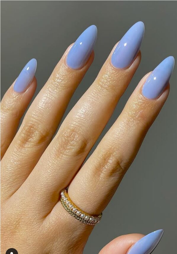 jelly nails with light purple nail polish