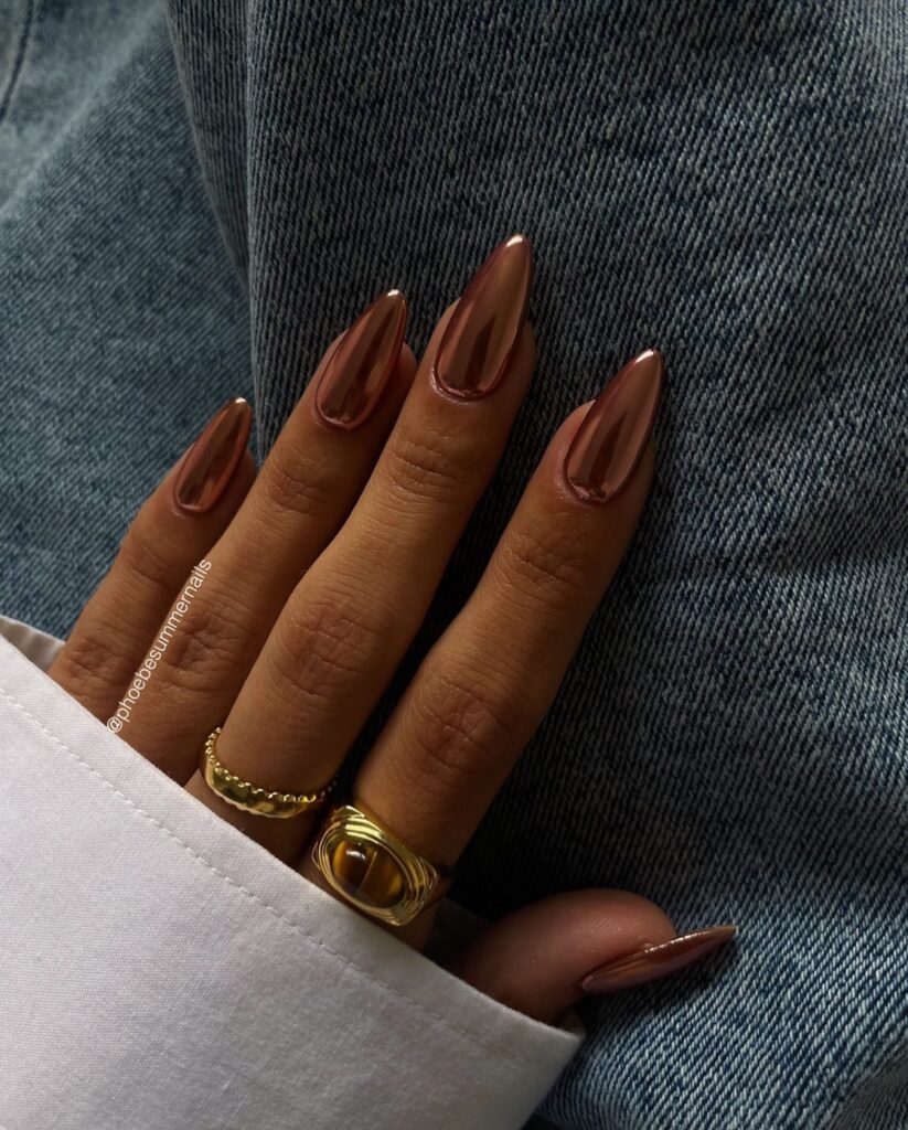 espresso brown chrome nails