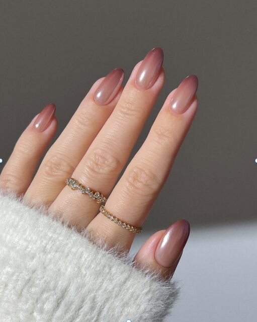 beige taupe manicure on nude base