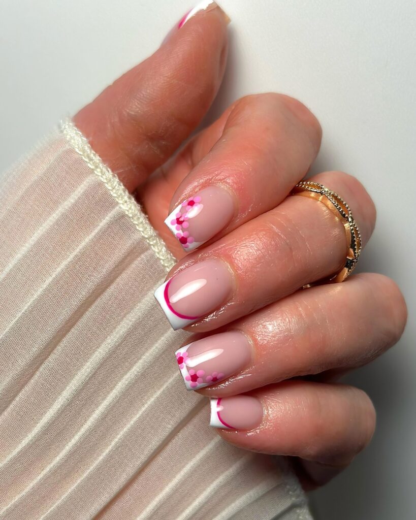 french nails with floral nail art