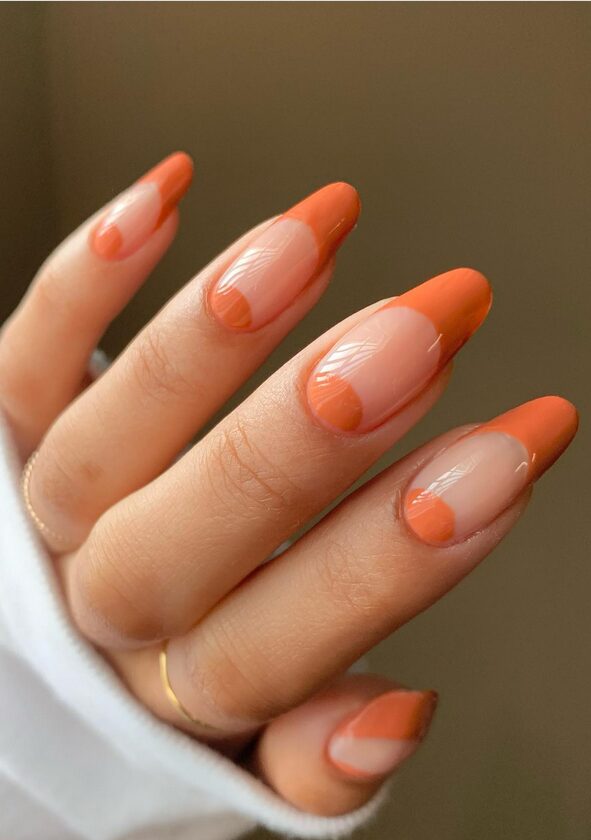 half moon orange manicure