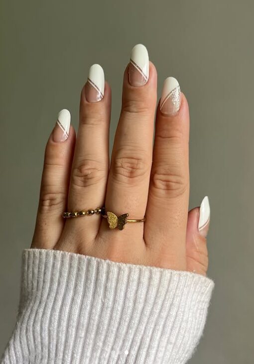 Simple French manicure with subtle minimalist design