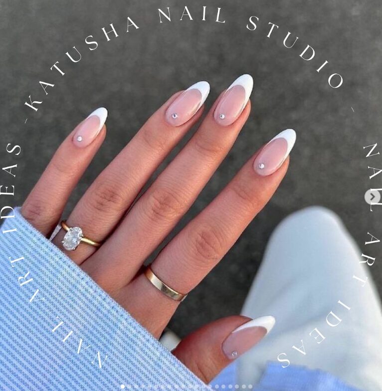 pearl embellished french tips nail designs