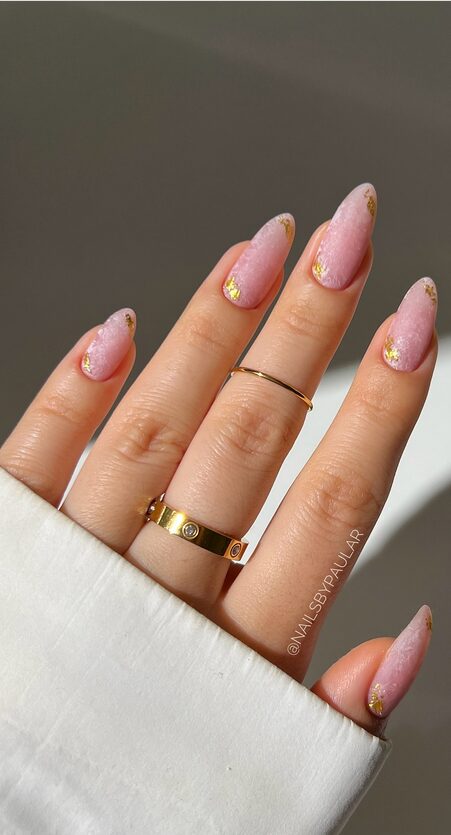 chrome nails with rose gold colors