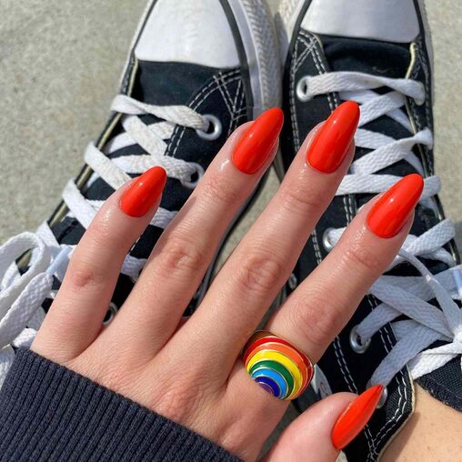 Vivid Tomato Orange Nails