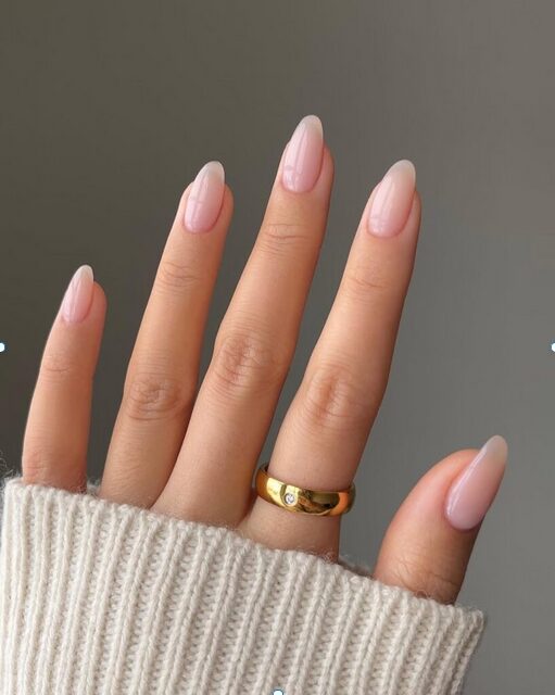 sheer vanilla nude manicure