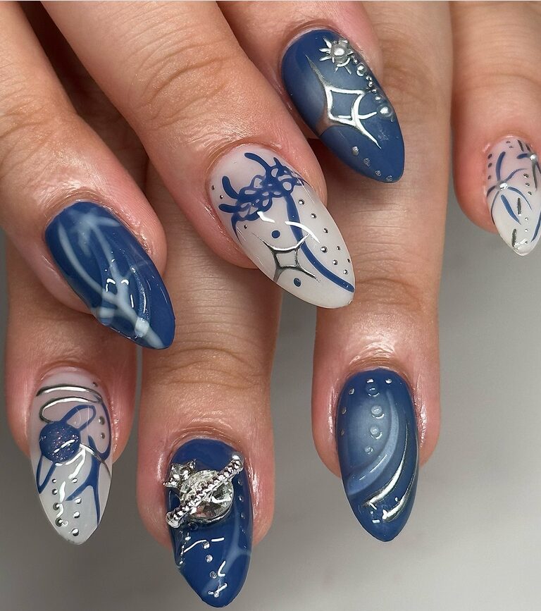 Press-on nails in rich navy blue