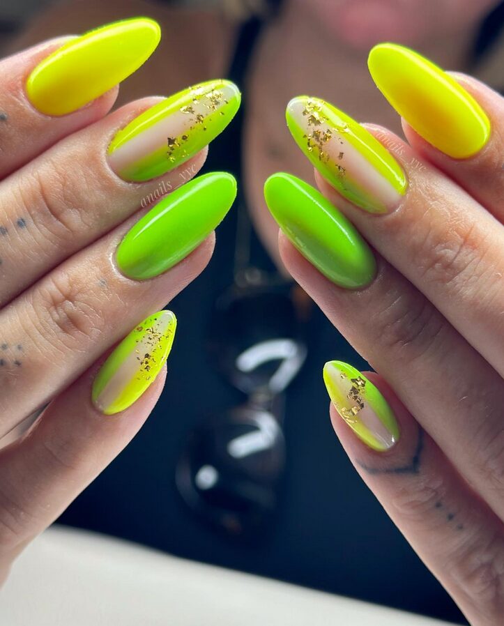 yellow and green combination neon nail colors